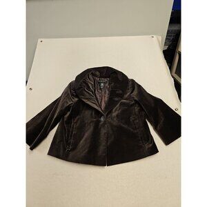 Womens New York & Company Stretch Brown Crop Velvet Blazer Jacket Petticoat S
